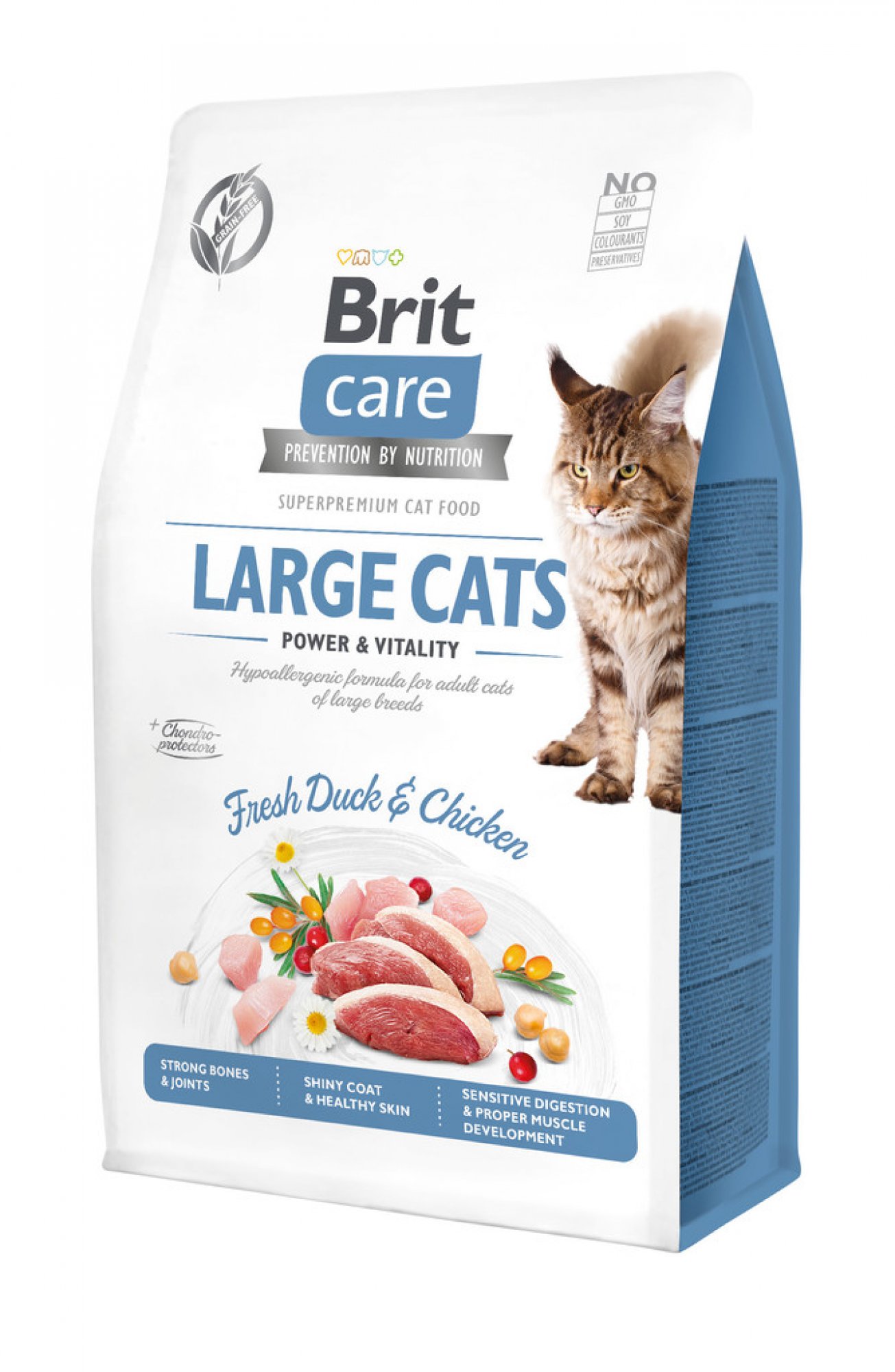 Brit Care Cat Large Cats Power & Vitality kachna GF granule pro kočky 2 kg