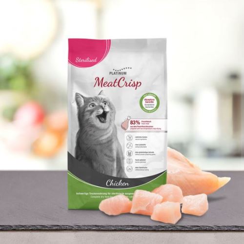 Platinum MeatCrisp Sterilised Chicken kuře granule pro kastrované kočky 400 g