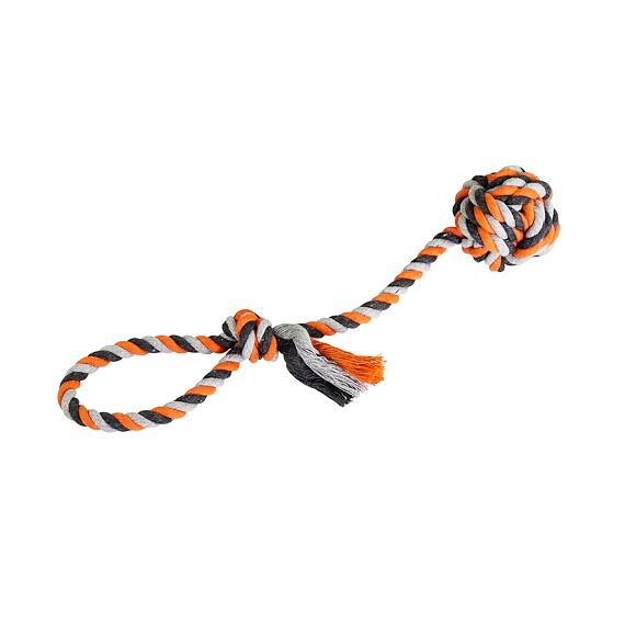 Přetahovadlo HipHop bavlněný míč, šedá, tm.šedá, oranžová - 58 cm