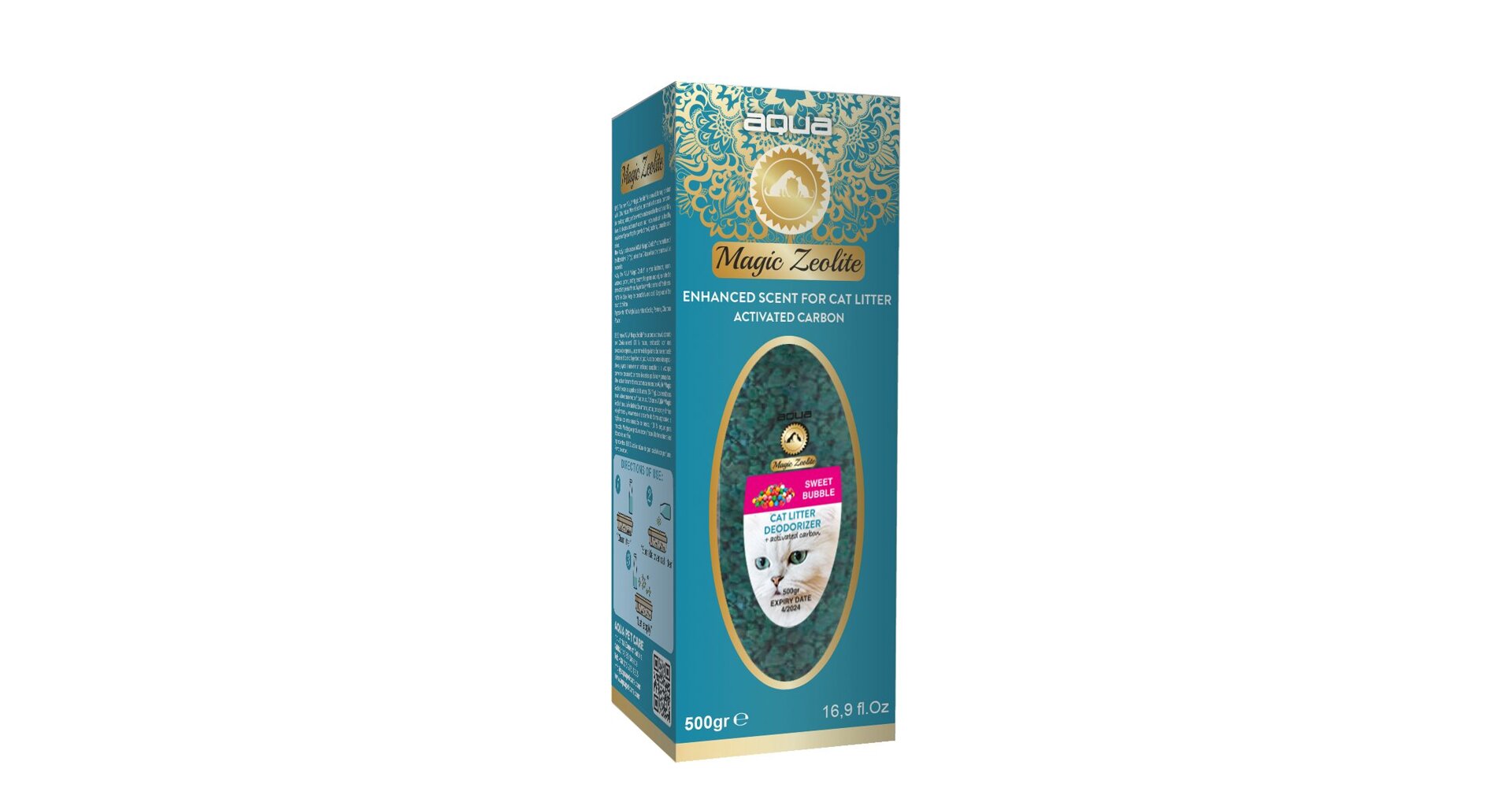 AQUA Magic Zeolite BUBBLE GUM - granulovaný deodorant pro kočičí WC, 500 g