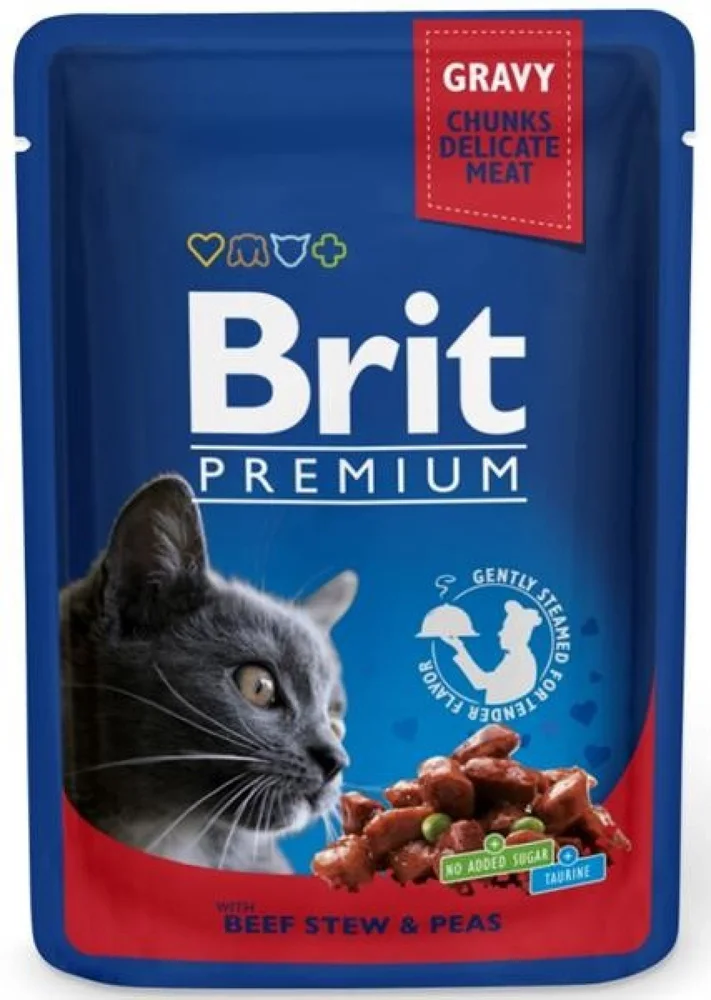 Brit Premium Cat kapsička pro kočky s hovězím ragú a hráškem 100 g