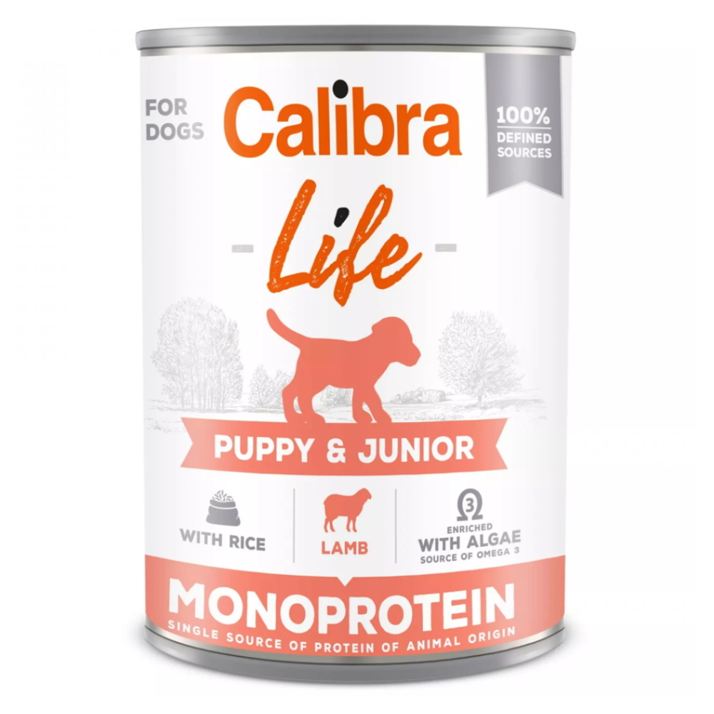Calibra Dog Life konzerva pro štěňata Puppy & Junior jehně, rýže 400 g