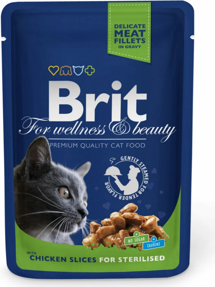 Brit Premium Cat kapsička pro sterilizované kočky s kuřecími plátky 100 g