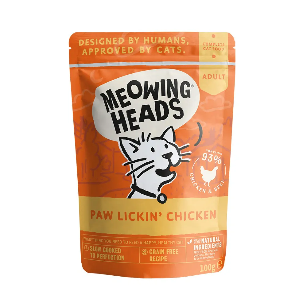 Meowing Heads Paw Lickin’ Chicken kapsička pro kočky kuře 100 g