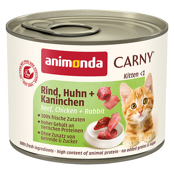 Animonda Carny Kitten konzerva pro koťata s hovězím, kuřecím a králíkem 200 g