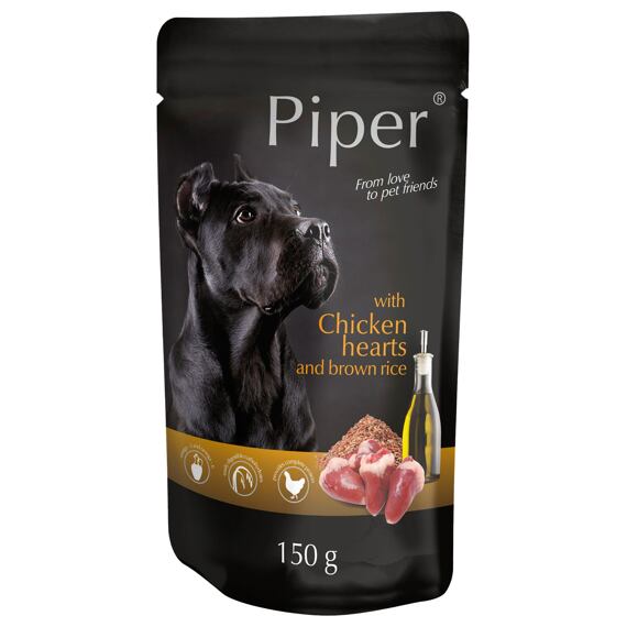 Piper kapsička pro psy kuřecí srdíčka s hnědou rýží 150 g