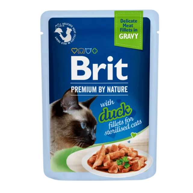 Brit Premium Cat kapsička pro sterilizované kočky s kachními filety v omáčce 85 g