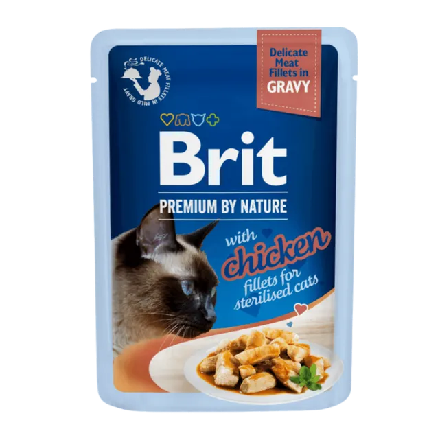 Brit Premium Cat kapsička pro sterilizované kočky s kuřecími filety v omáčce 85 g