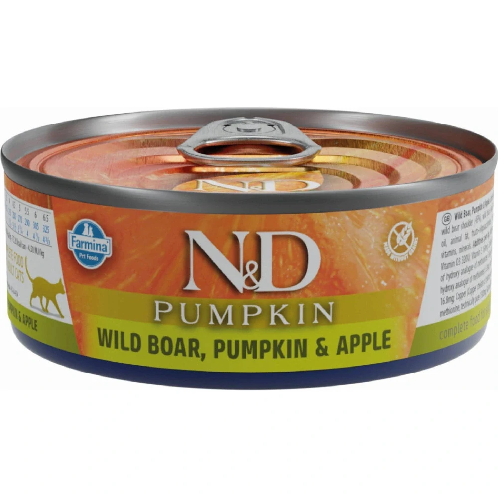 N&D Cat Pumpkin Adult konzerva pro kočky s divočákem a jablkem 70 g