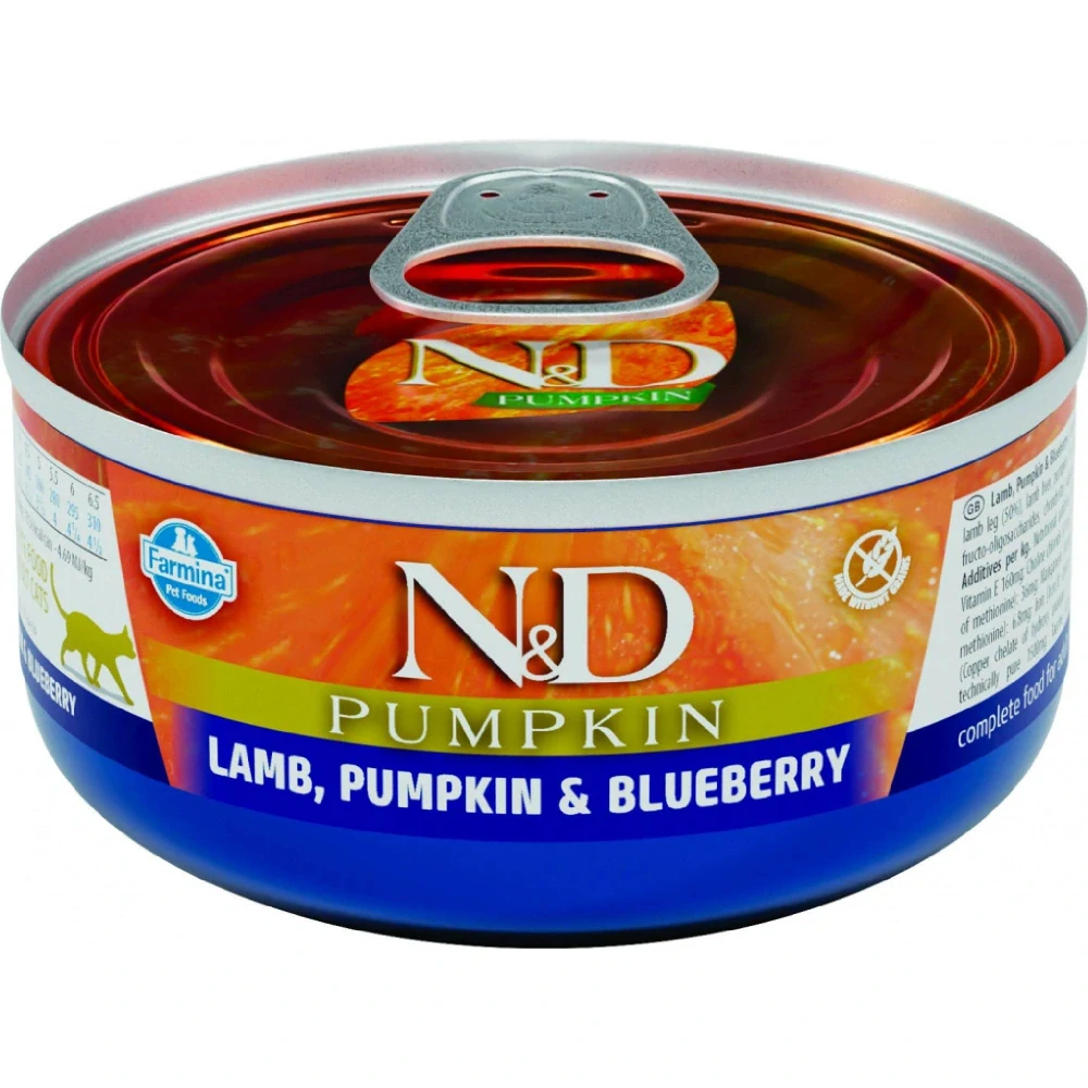 N&D Cat Pumpkin Adult konzerva pro kočky s jehněčím a borůvkami 70 g