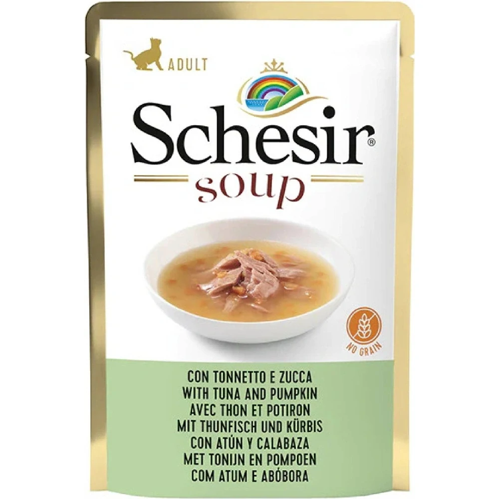 Schesir Cat kapsička pro kočky Adult Soup tuňák a dýně 85 g