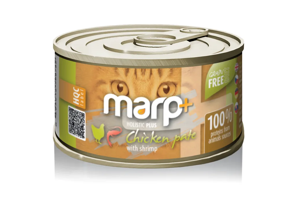 Marp Holistic Plus konzerva pro kočky kuřecí paté s krevetami 70 g