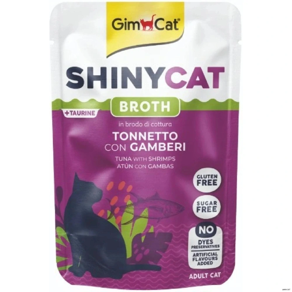 GimCat ShinyCat kapsička pro kočky tuňák s krevetami ve vývaru 70 g