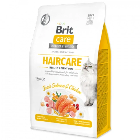 Brit Care Cat Haircare Healthy & Shiny Coat losos GF granule pro kočky 7 kg
