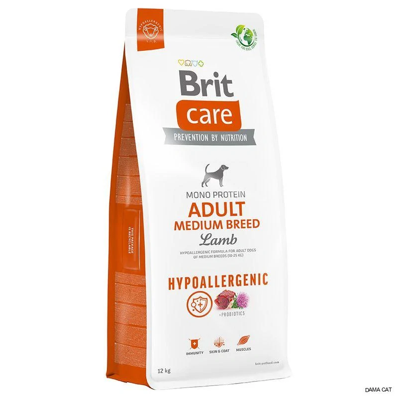 Brit Care Hypoallergenic Adult Medium Breed granule pro psy jehněčí 12 kg