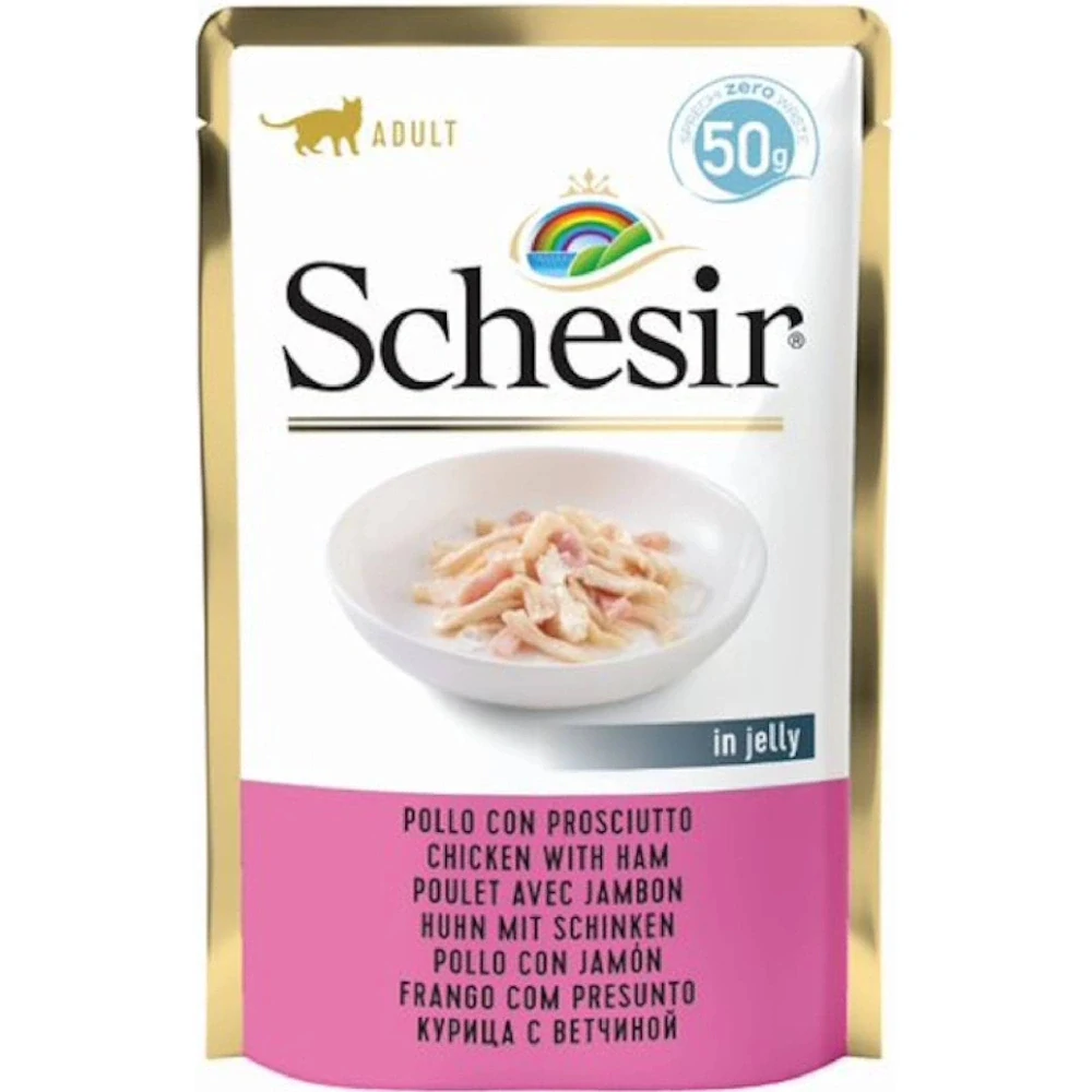 Schesir Cat kapsička pro kočky Adult kuře a šunka 50 g