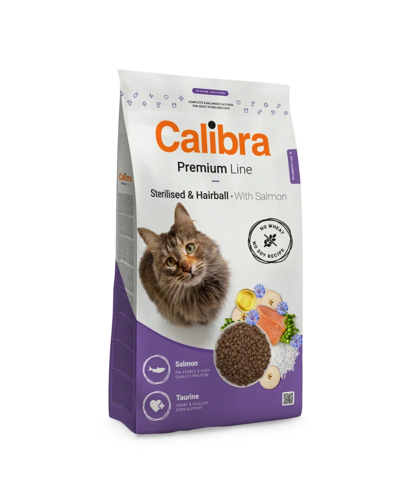 Calibra Cat Premium Line Sterilised & Hairball losos granule pro kastrované kočky 2 kg