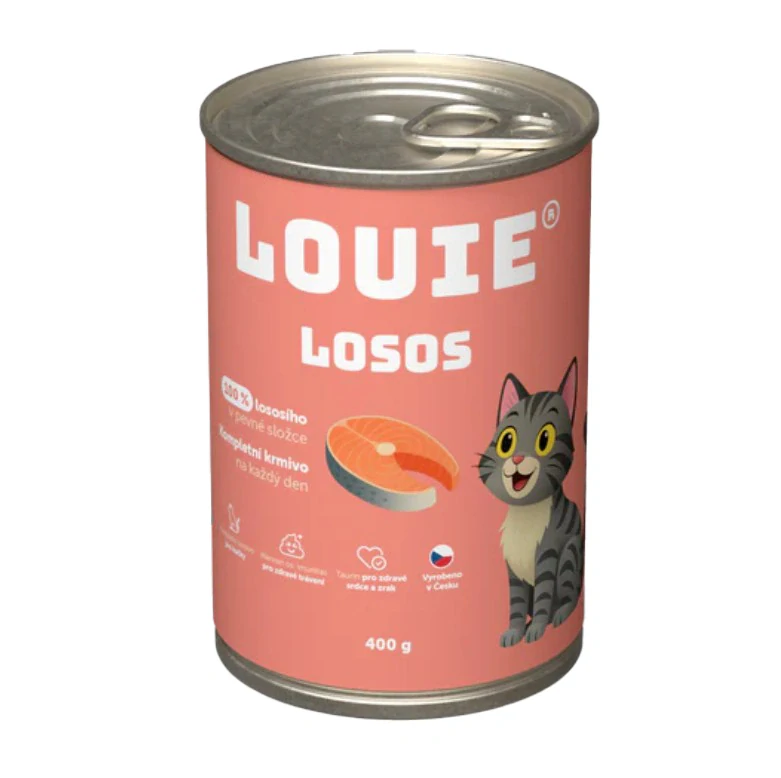 Louie Cat konzerva pro kočky s lososem a prebiotiky 400 g