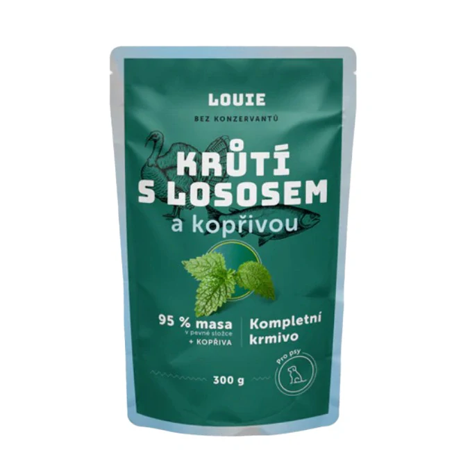 Louie Dog kapsička pro psy krůtí s lososem a kopřivou 300 g