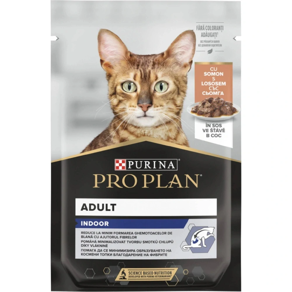 Pro Plan indoorcat kapsička pro kočky losos ve šťávě 85g