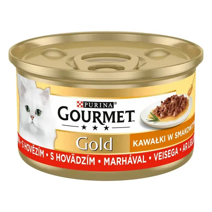 GOURMET™ Gold konzerva pro kočky hovězí v omáčce - 85 g