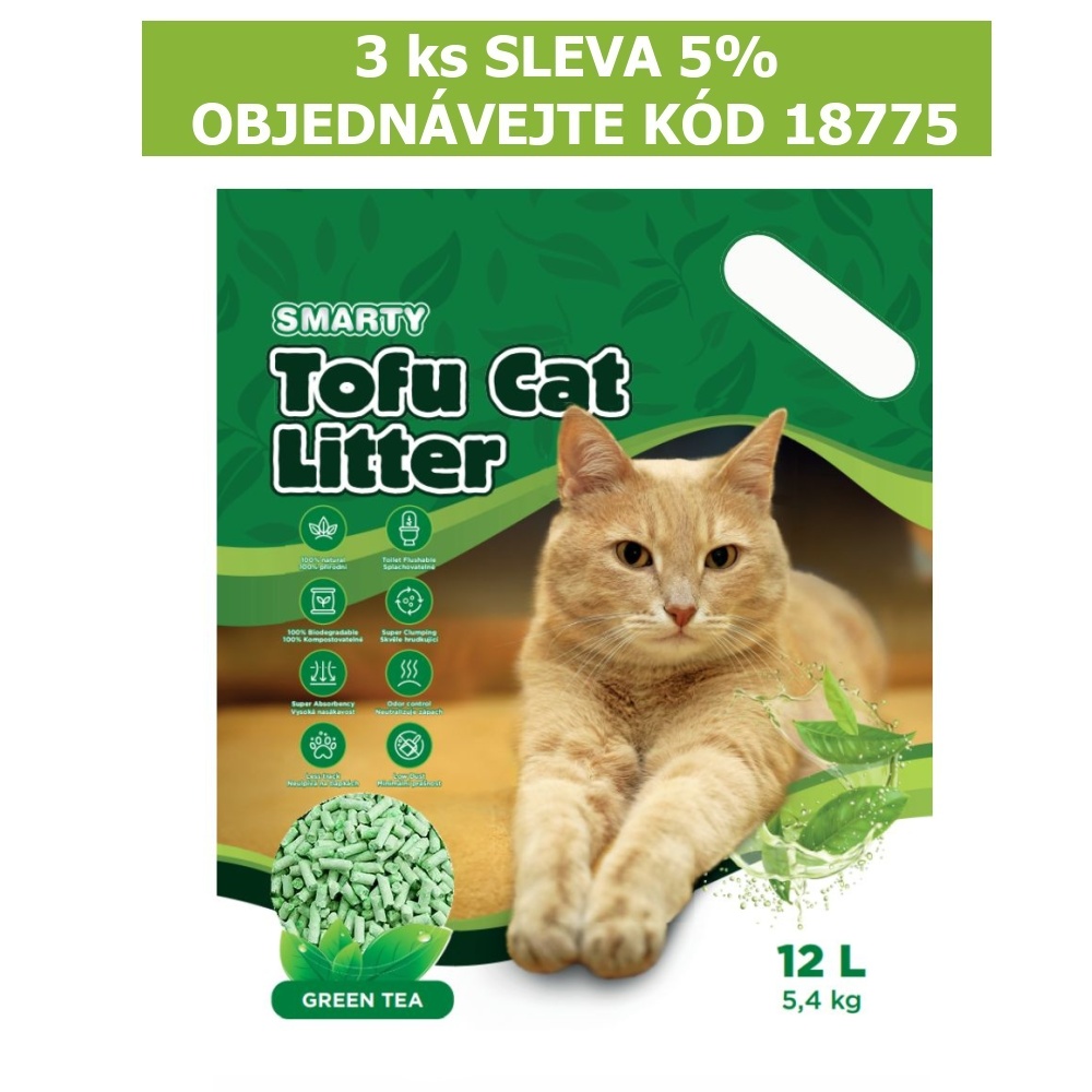 Smarty Tofu Cat Litter Green Tea podestýlka 12 l - 5,4 kg