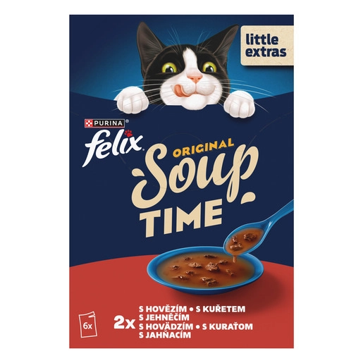 Felix Soup Original hovězí kuře a jehněčí 6 x 48 g