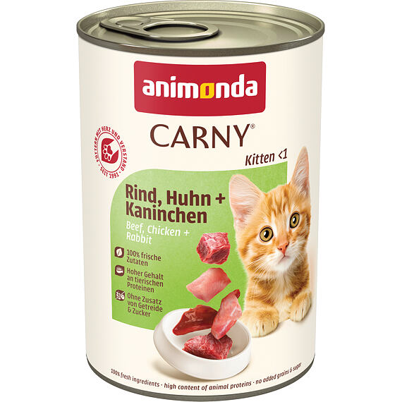 Animonda Carny Kitten konzerva pro koťata s hovězím, kuřecím a králíkem 400 g