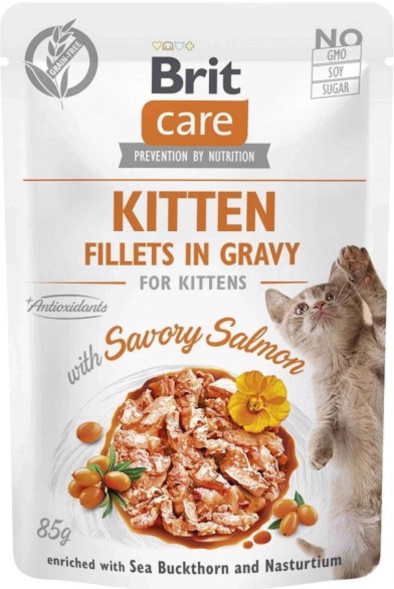 Brit Care Cat kapsička pro koťata s lososovými filety v omáčce 85 g