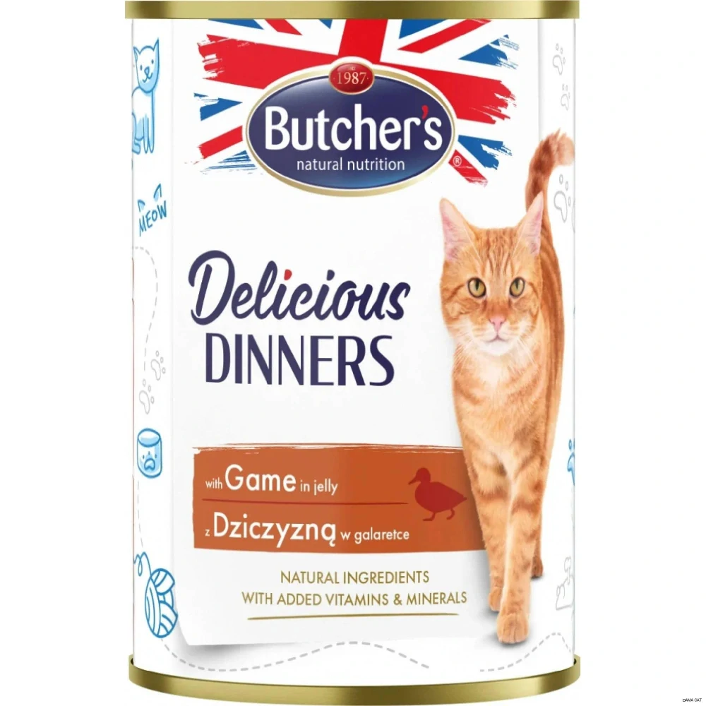 Butcher's Cat Delicious Dinners konzerva pro kočky se zvěřinou v želé 400 g