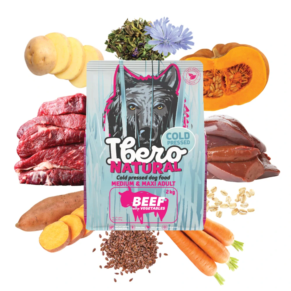 Ibero Cold Pressed Dog Adult Medium/Large granule pro psy hovězí 2 kg