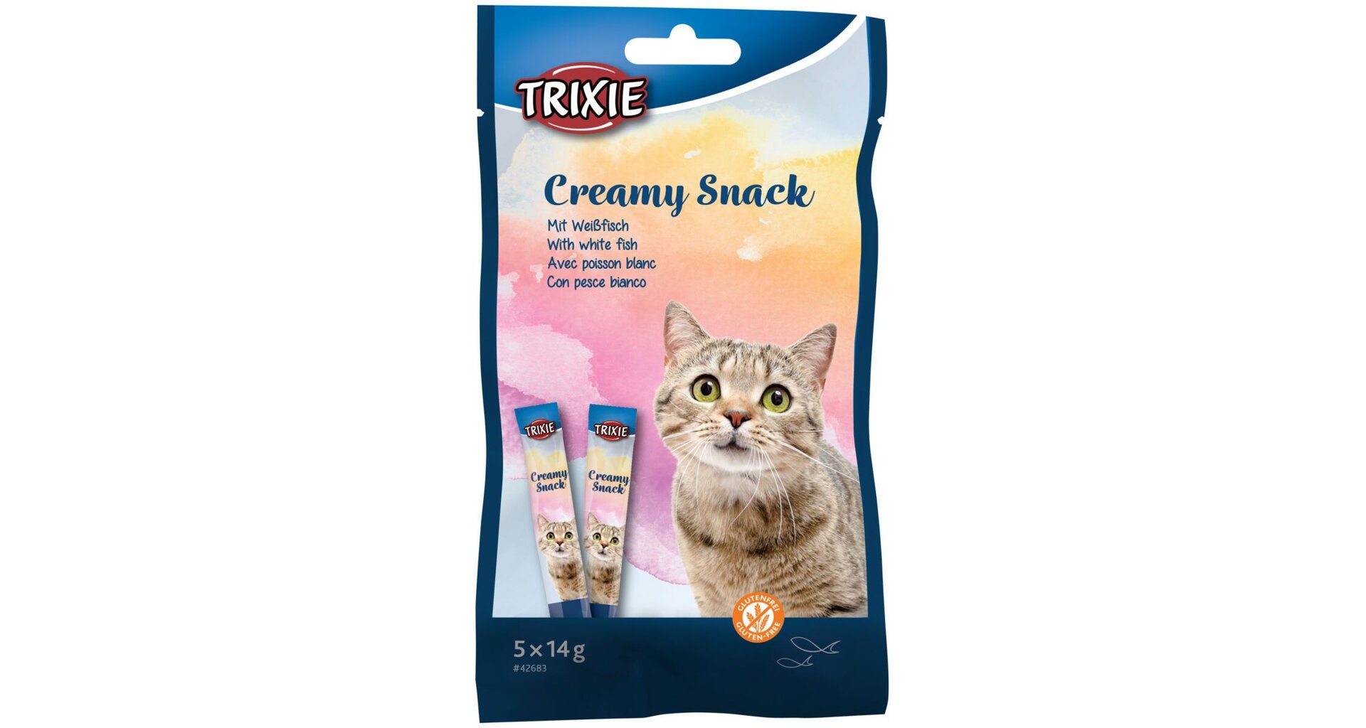 Creamy, krémová pochoutka pro kočky, tuňák a bílá ryba, 5 x 14 g