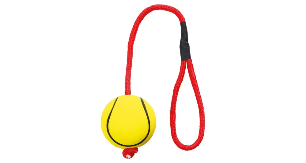 Trixie - Sportovní míč na šňůře, mechová guma, 6cm/30cm 