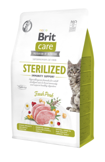 Brit Care Cat Sterilised Immunity Support vepřové GF granule pro kočky  2 kg