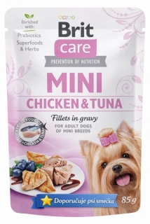 Brit Care Mini kapsička pro psy kuřecí a tuňák filetky v omáčce 85 g