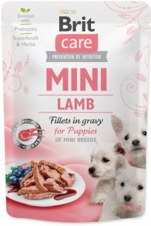 Brit Care Mini Puppy kapsička pro štěňata jehněčí filetky v omáčce 85 g