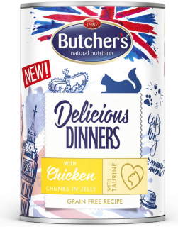 Butcher's Cat Delicious Dinners konzerva pro kočky s kuřecím v želé 400 g