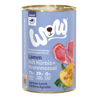 WOW konzerva pro psy Adult jehněčí, dýně 400 g