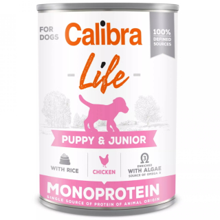 Calibra Dog Life konzerva pro štěňata Puppy & Junior kuře, rýže 400 g