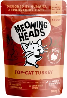 Meowing Heads Top Cat Turkey kapsička pro kočky krůta 100 g