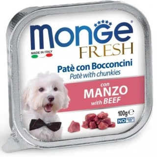 Monge Fresh paštika a kousky pro psy hovězí 100 g