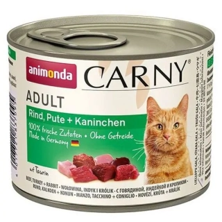 Animonda Carny Adult konzerva pro kočky s hovězím, krůtou a králíkem 200 g