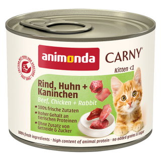 Animonda Carny Kitten konzerva pro koťata s hovězím, kuřecím a králíkem 200 g