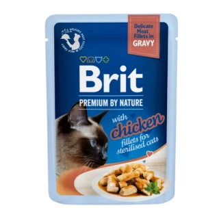 Brit Premium Cat kapsička pro sterilizované kočky s kuřecími filety v omáčce 85 g