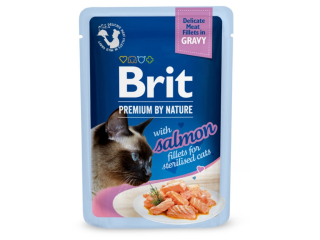 Brit Premium Cat kapsička pro sterilizované kočky s lososovými filety v omáčce 85 g