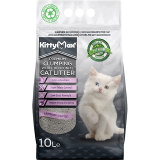  KITTYMAX hrudkující, bezprašný bílý bentonit LAVENDER 10 l