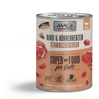 MAC's Cat konzerva pro kočky s hovězím a kuřecími srdci 400 g