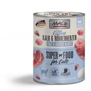 MAC's Cat Kitten konzerva pro koťata s telecím a kuřecí srdce 400 g