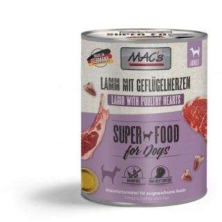 MAC's Dog konzerva pro psy jehně, drůbeží srdce 400 g