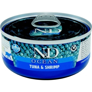 N&D Cat Ocean Adult konzerva pro kočky s tuňákem a krevetami 70 g